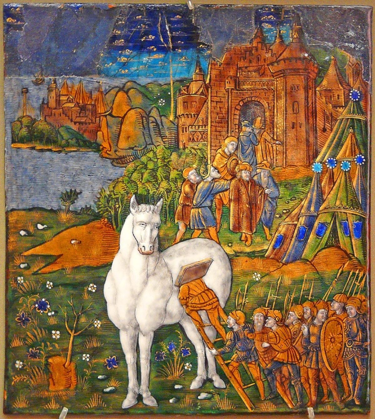 Средневенковая миниатюра. Троянский конь