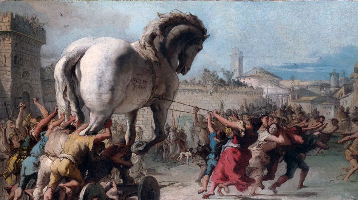 Джованни Доменико Тьеполо. Вход Троянского коня в Трою, ок. 1760