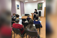 Выступление О.Ю. Ткаченко / Фото: Юлия Гуськова