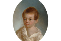 К.К. ДЕ МЕСТР. Пушкин-ребенок. 1801–1803 Металлическая пластина, масло. 10 × 7,7