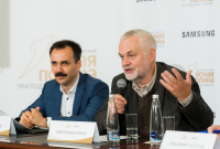 Алексей Варламов на пресс-конференции "Ясной Поляны" в 2021 году